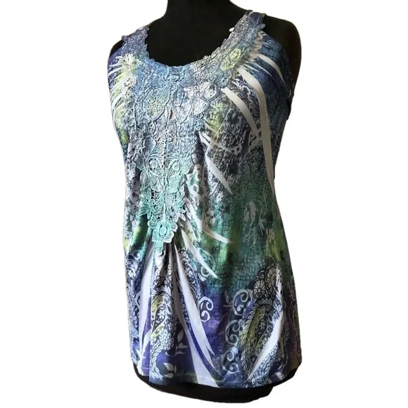 Long Multicoloured Racerback Top, Size Medium - Picture 3 of 5